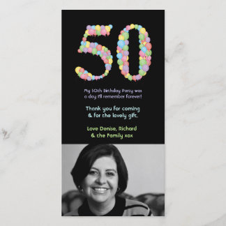 第50誕生日の気球は写真カード感謝していしています サンキューカード