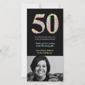 第50誕生日の気球は写真カード感謝していしています サンキューカード (正面)