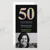 第50誕生日の気球は写真カード感謝していしています サンキューカード (正面/裏面)