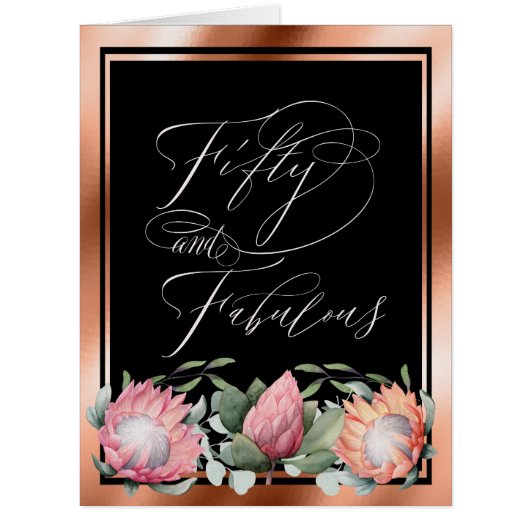 第50誕生日の水彩画のプロテアの花柄 (正面)