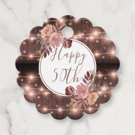 第50誕生日の白熱［赤熱］光を放つストリングライトのギフトまたは フェイバータグ