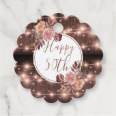 第50誕生日の白熱［赤熱］光を放つストリングライトのギフトまたは フェイバータグ (正面)