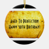第50誕生日の羊皮紙のオーナメント(黒) セラミックオーナメント (正面)