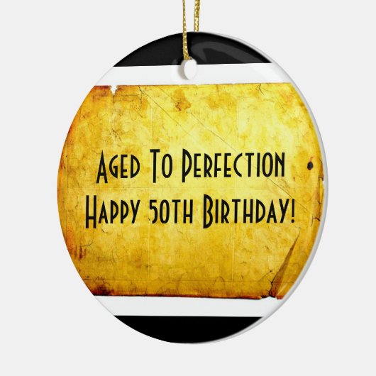 第50誕生日の羊皮紙のオーナメント(黒) セラミックオーナメント (左)