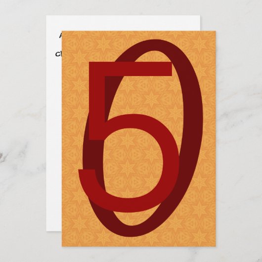 第50誕生日の膨大な数の金ゴールドおよびシエナ土W970 招待状 (正面/裏面)