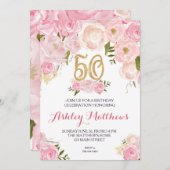 第50誕生日の花の招待状、 招待状 (正面/裏面)