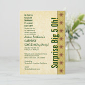 第50誕生日の金ゴールドの緑の星B382を驚かして下さい 招待状 (スタンド正面)