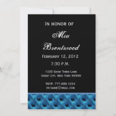 第50誕生日の青い孔雀はテンプレートに羽をつけます 招待状 (裏面)