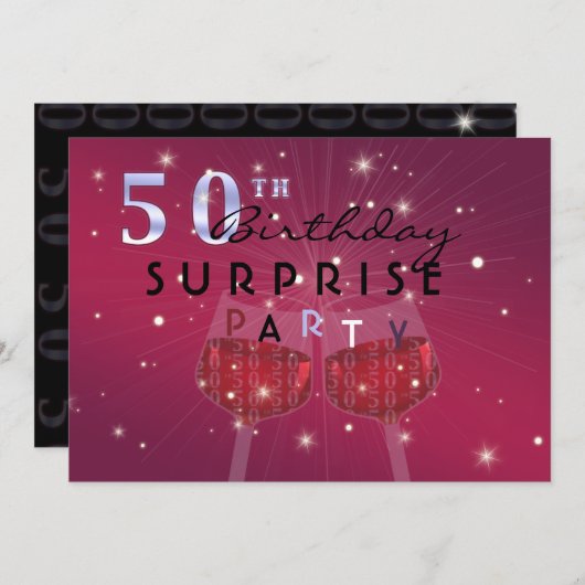 第50誕生日の驚きのパーティの招待状 招待状 (正面/裏面)