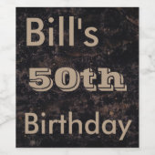 第50誕生日の黒およびブラウンを祝って下さい ワインラベル (シングルラベル)