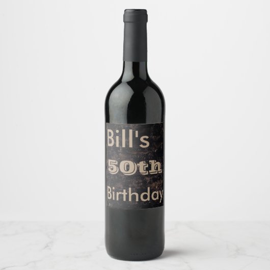 第50誕生日の黒およびブラウンを祝って下さい ワインラベル (正面)