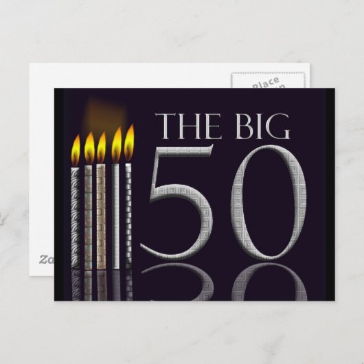 第50誕生日はがき招待状- カスタマイズ インビテーションポストカード (正面/裏面)