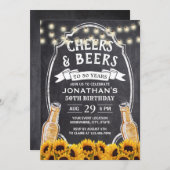 第50誕生日ひまわり素朴チョークビールパーティー 招待状 (正面/裏面)