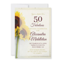 第50誕生日ひまわり素朴招待状