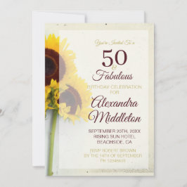 第50誕生日ひまわり素朴招待状 招待状