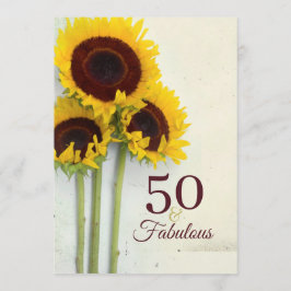 第50誕生日ひまわり素朴招待状 招待状