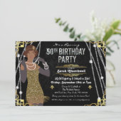 第50誕生日アフリカ系アメリカ人フラッパー 招待状 (スタンド正面)