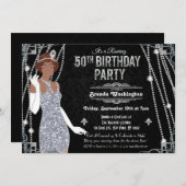 第50誕生日アフリカ系アメリカ人フラッパー 招待状 (正面/裏面)