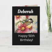 第50誕生日ウィッシュスイート《鳥》アメリカゴガラフラワー カード (正面)