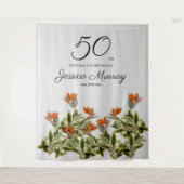 第50誕生日エレガントヴィンテージ熱帯花 タペストリー (正面)