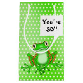 第50誕生日カエル水玉模様 スモールペーパーバッグ (正面)
