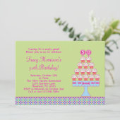 第50誕生日カップケーキ招待状 招待状 (スタンド正面)