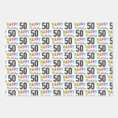 第50誕生日カラフルタイポグラフィ包装紙 ラッピングペーパーシート (正面3)