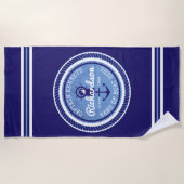 第50誕生日キャプテンロープ航海のいかりヘルム ビーチタオル (正面)