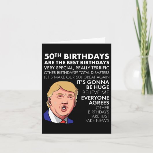 第50誕生日ギフトおもしろいトランプ引用文男性へ カード (正面)