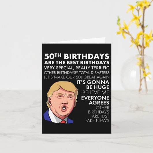 第50誕生日ギフトおもしろいトランプ引用文男性へ カード (黄色い花)