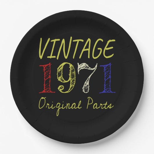 第50誕生日ギフトヴィンテージレトロ1971 ペーパープレート (正面)