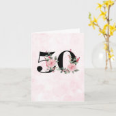 第50誕生日グリーティングカード – フローラ年齢50 カード (黄色い花)