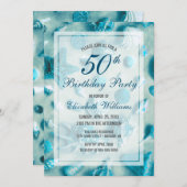 第50誕生日コースタルシーシェルズターコイズ 招待状 (正面/裏面)