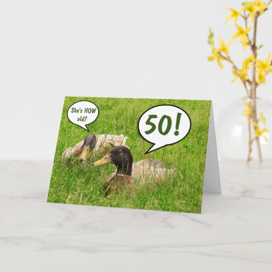 第50誕生日ゴッシおもしろいー カード (黄色い花)