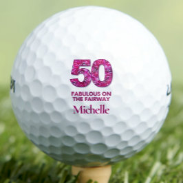 第50誕生日ゴルファー50と素晴らしいピンクの花 ゴルフボール