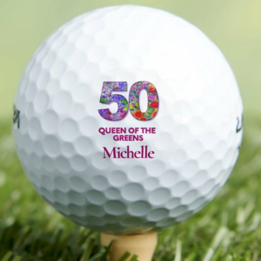 第50誕生日ゴルファー50グリーンのフラワークイーン ゴルフボール