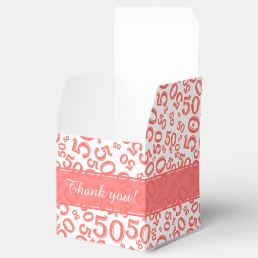 第50誕生日サンゴ/白い数字のパターン フェイバーボックス (オープン)