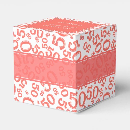 第50誕生日サンゴ/白い数字のパターン フェイバーボックス (裏面サイド)