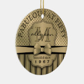 第50誕生日シャンパン金ゴールド水玉模様ボストライプウ セラミックオーナメント (右)