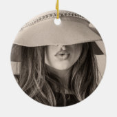 第50誕生日シャンパン金ゴールド水玉模様ボストライプウ セラミックオーナメント (裏面)