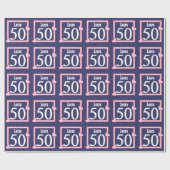 第50誕生日ゼブラハートピンクネービーブルーV03G ラッピングペーパー (フラット)