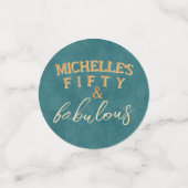 第50誕生日ティール(緑がかった色)及び金ゴールドアールデコスタイル コンフェッティ (スモール正面)