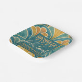 第50誕生日ティール（緑がかった色）及び金ゴールドアールデコスタイル ペーパープレート (傾斜あり)