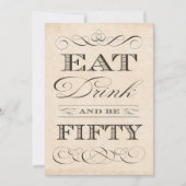 第50誕生日ディナーパーティードリンクとBE FIFTY 招待状 (正面)
