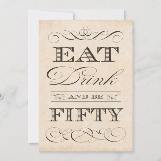 第50誕生日ディナーパーティードリンクとBE FIFTY 招待状 (正面)