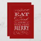 第50誕生日ディナー食べパーティードリンクとビーメリーブ 招待状 (正面/裏面)