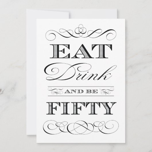 第50誕生日ディナー·パーティー·ドリンク50歳 招待状 (正面)