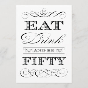 第50誕生日ディナー·パーティー·ドリンク50歳 招待状