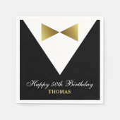 第50誕生日ナプキンス | 黒と金ゴールドのパーティーアイディア スタンダードカクテルナプキン (正面)