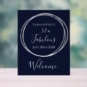 第50誕生日ネイビーシルバー誕生日へようこそ アクリルサイン (ニュートラル)